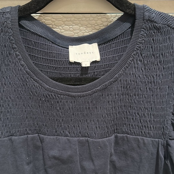 Sundays Dress Womens Small navy Tiered Mini Flutter sleeve - Picture 2 of 5